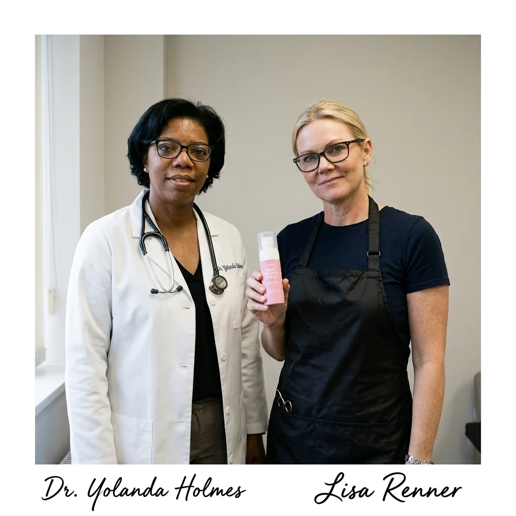 Dr. Yolanda Holmes, MD, and hairstylist Lisa Renner standing together