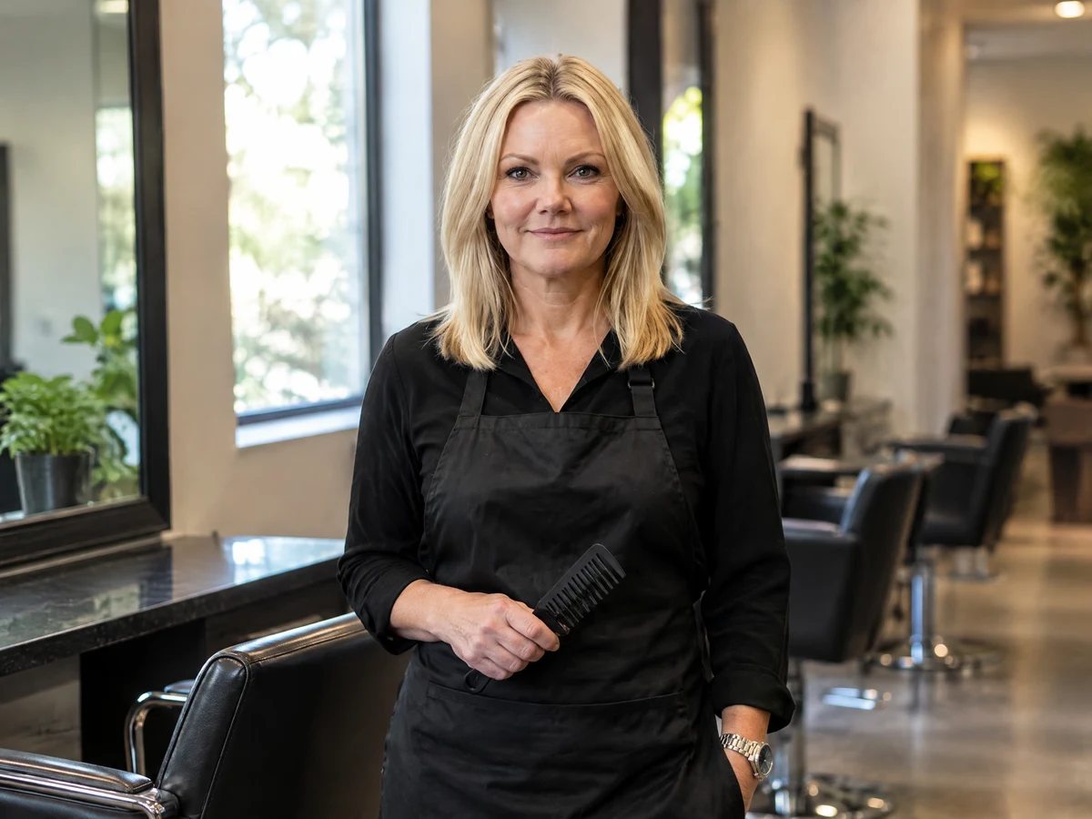 Lisa Renner, licensed cosmetologist and celebrity hairstylist, in her salon